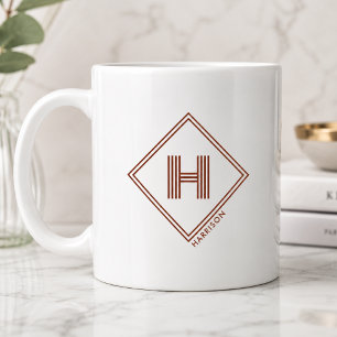 Tasse à café Monogramme Initiale Géométrique Mod