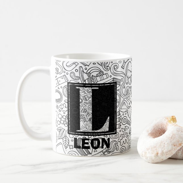 Tasse à café - Monogramme personnalisé Science - L (Avec donut)