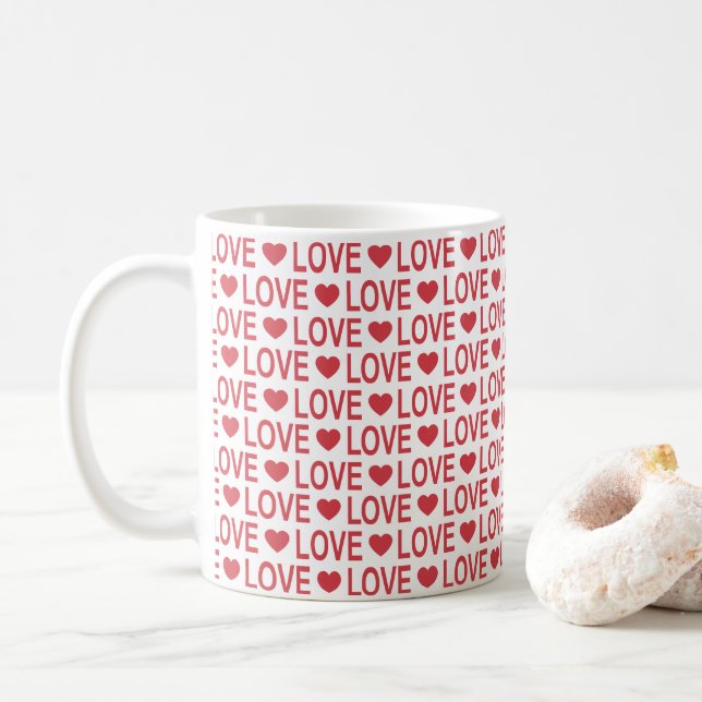 Tasse à café motif d'amour rouge (Avec donut)