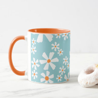 Tasse à café motif floral rétro Daisy sarcelle