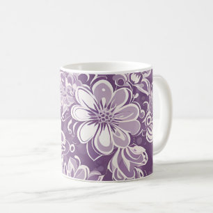 Tasse à café, motif floral violet vintage
