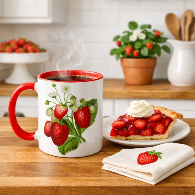Tasse à café motif fraise de style campagnard (Créateur téléchargé)