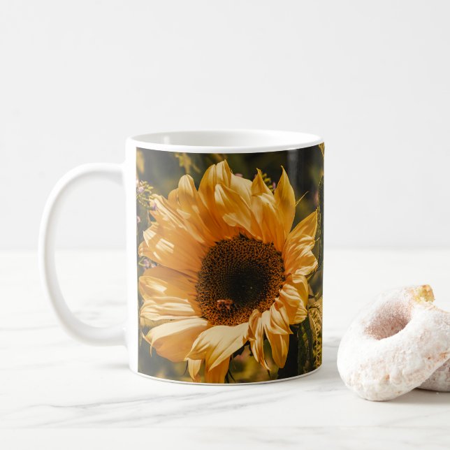 Tasse à café Mug Fleur de Tournesol Jaune Simple (Avec donut)