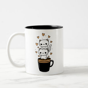 Tasse à café Mugs à deux tons Chats Mignons Kawaii