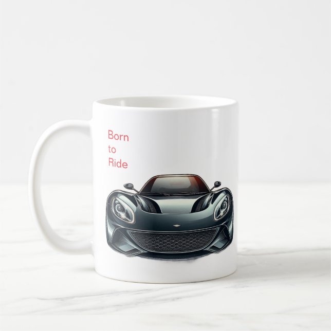 Tasse à café Né pour rouler  /Cadeau pour motard (Gauche)
