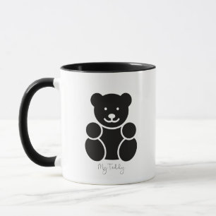 Tasse à café noir et blanc bicolore Ourson