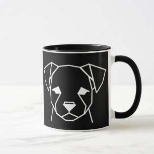 Tasse à café noire pour chien géométrique minimali