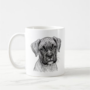 Tasse à café noire pour chiot boxeur timide