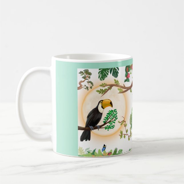 Tasse à café Oiseau Toucan Tropical & Feuilles de  (Gauche)