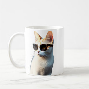 Tasse à café opticien pour chat blanc