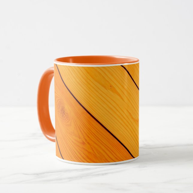 Tasse à café orange motif bois (Devant gauche)
