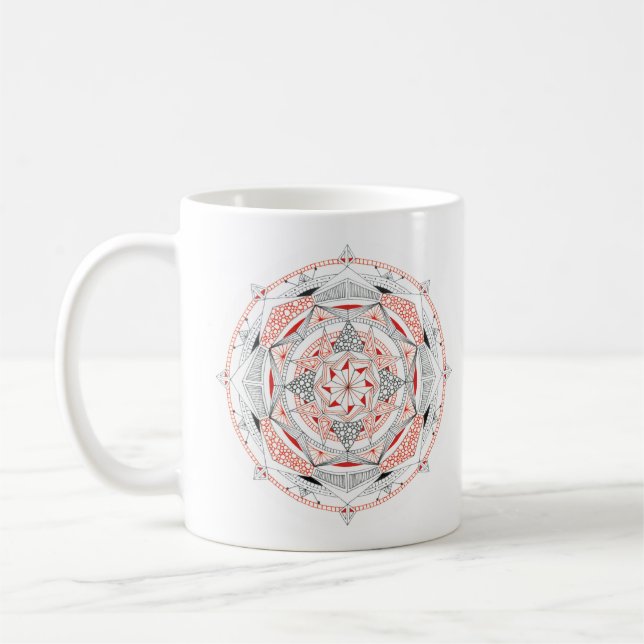 Tasse à café originale Mandala Design 2 faces Roug (Gauche)
