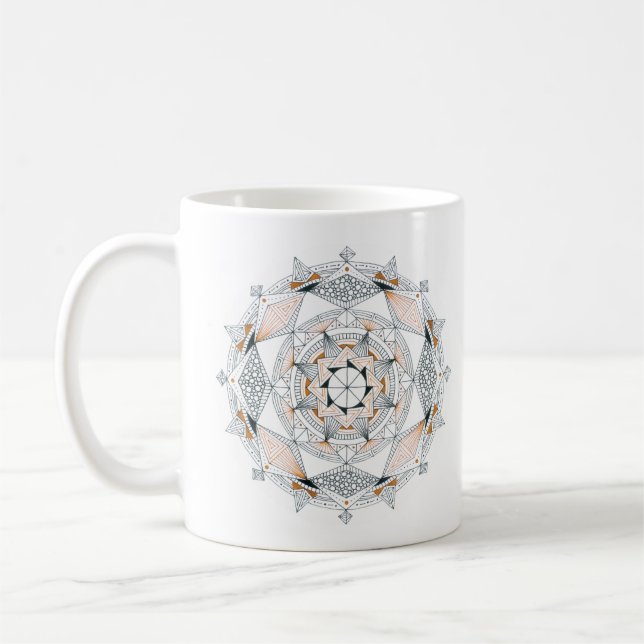 Tasse à café originale Mandala marron recto-verso (Gauche)