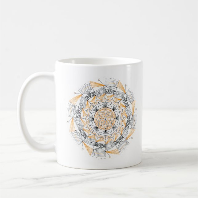 Tasse à café originale mandala recto-verso orange (Gauche)