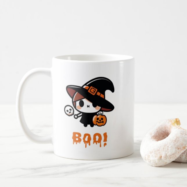 Tasse à café ou à thé (tasse) Halloween  (Avec donut)