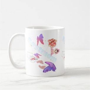 Tasse à café Papillon et Fleurs Pastel Fantaisiste