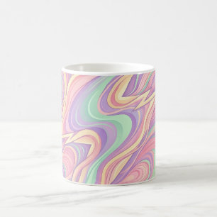 Tasse à café pastel douce avec un éclair abstrait