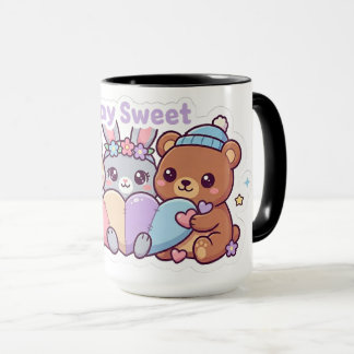 Tasse à café pastel « Restez mignons, amis animaux