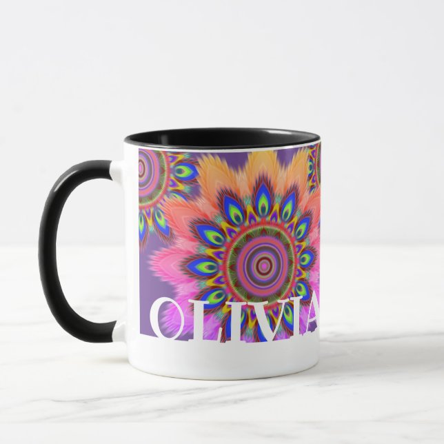 Tasse à café PEACOCK initiale personnalisée motif  (Gauche)