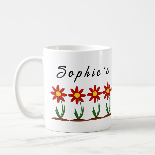 Tasse à café personnalisable avec fleurs mignonnes (Gauche)