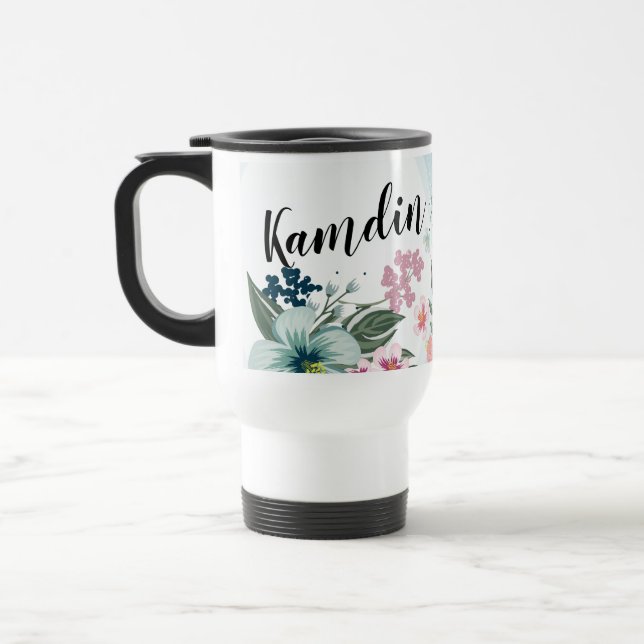Tasse à café personnalisée 15 onces Fleur tropical (Gauche)