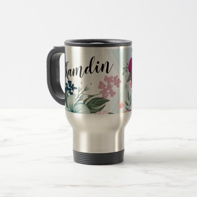 Tasse à café personnalisée 15 onces Fleur tropical (Devant gauche)