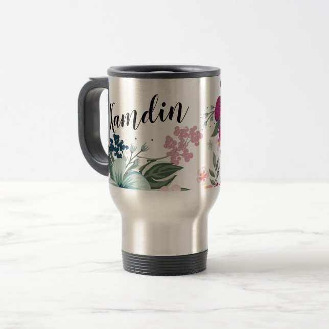 Tasse à café personnalisée 15 onces Fleurs tropica (Devant gauche)
