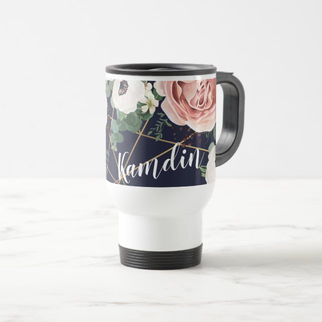 Tasse à café personnalisée 15 onces Marine géométr (Devant droit)