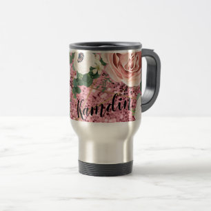 Tasse à café personnalisée 15 onces Rose géométriq