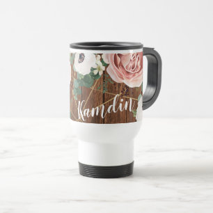 Tasse à café personnalisée 15 onces Rose géométriq