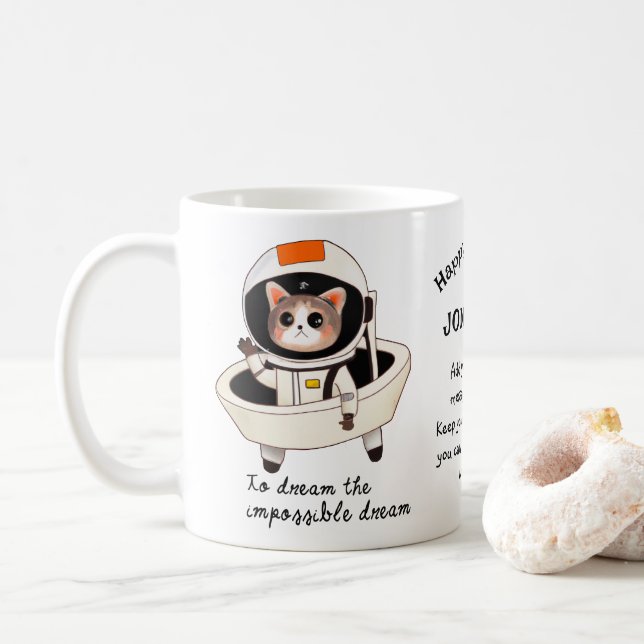Tasse à café personnalisée astrocat (Avec donut)