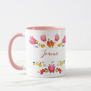 Tasse à café personnalisée avec broderie florale