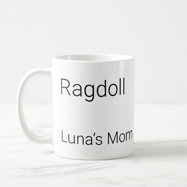 Tasse à café personnalisée avec nom de chat Ragdol (Gauche)