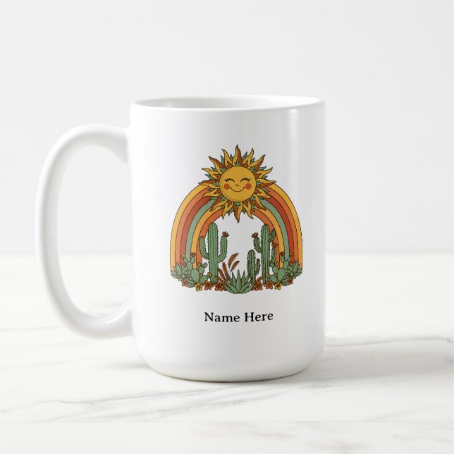 Tasse à café personnalisée avec nom et cactus arc- (Gauche)