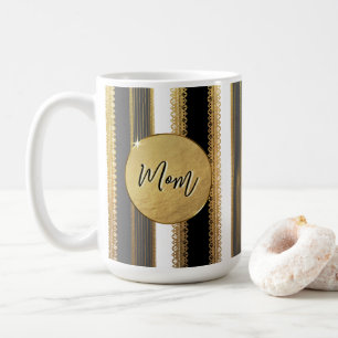 Tasse à café personnalisée avec rayures dorées et