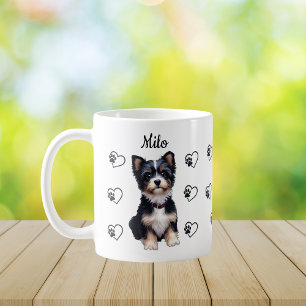 Tasse à café personnalisée coeurs pattes chien