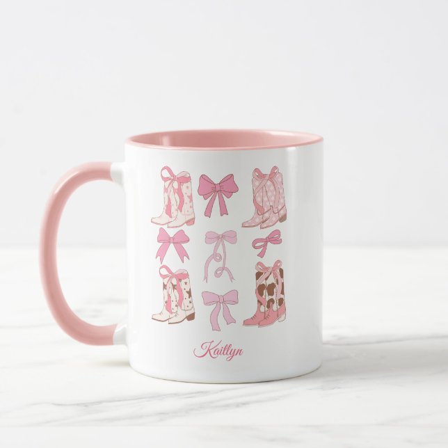 Tasse à café personnalisée Cowgirl Boots & Bows (Gauche)