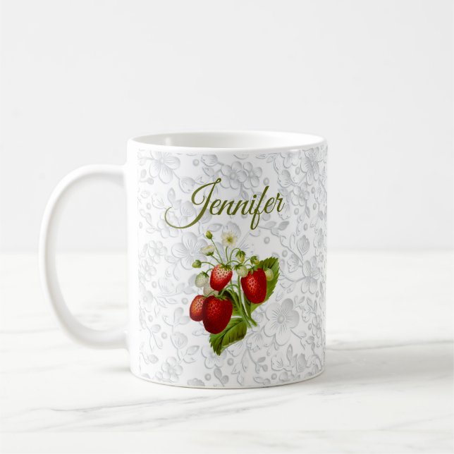 Tasse à café personnalisée fraise (Gauche)
