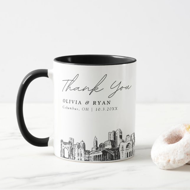 Tasse à café personnalisée minimale pour mariage à (Avec donut)
