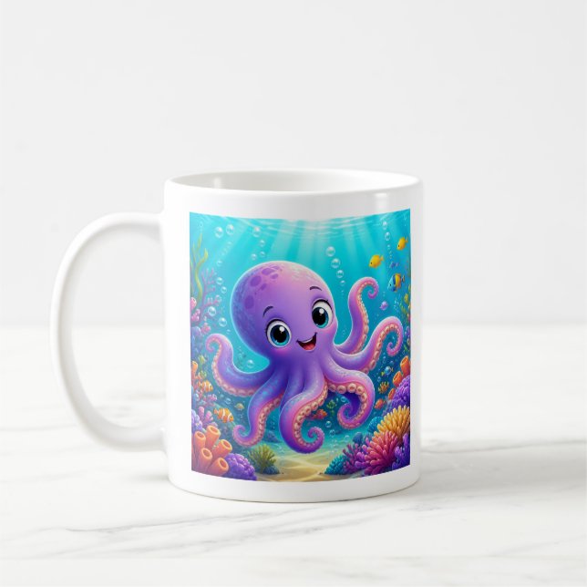Tasse à café Pieuvre Violette Drôle (Gauche)