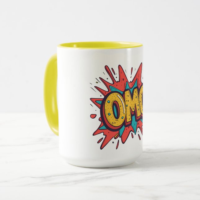 Tasse à café Pop Art « OMG ! » Bande Dessinée Rétr (Devant gauche)