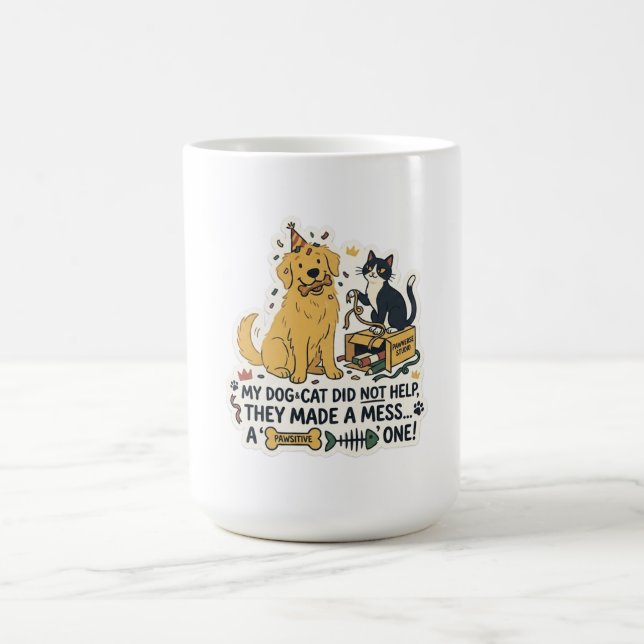 Tasse à café pour amateur de chats et chiens drôle (Centre)