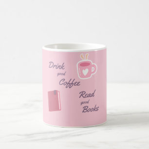 Tasse à café pour amoureux de livres roses mignonn