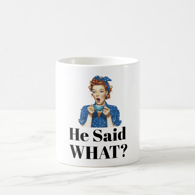 Tasse à café 'Qu'a-t-il dit ?' (Centre)