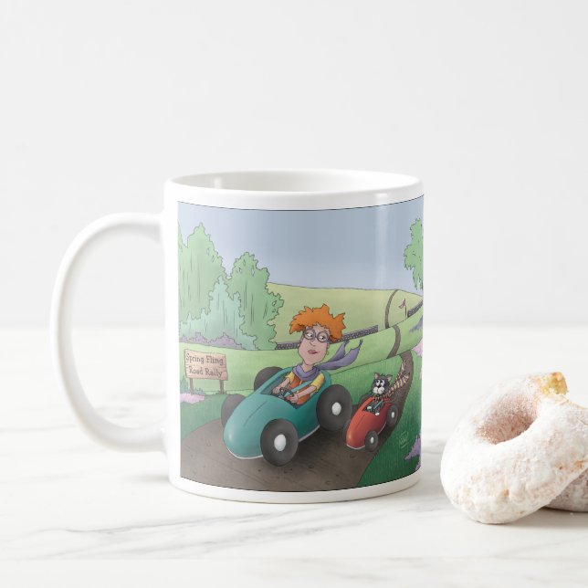Tasse à café Rallye routier de la dame aux chats (Avec donut)