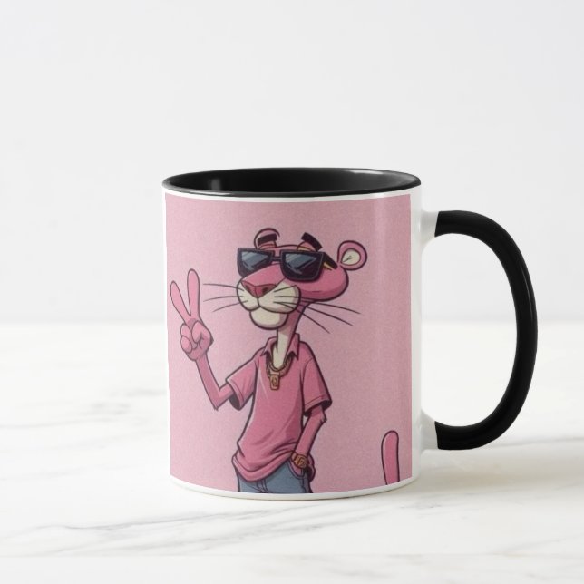 Tasse à café rétro rose Panthère dessin animé |  (Droite)