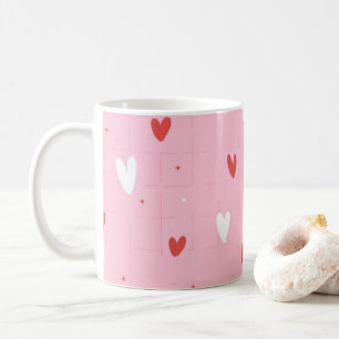 Tasse à café romantique à motif de coeurs roses et