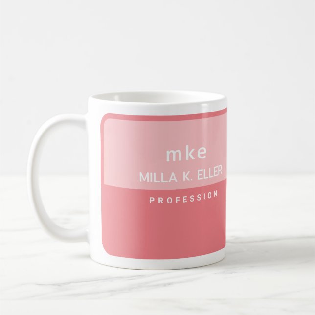 Tasse à café rose 2 tons moderne avec nom (Gauche)