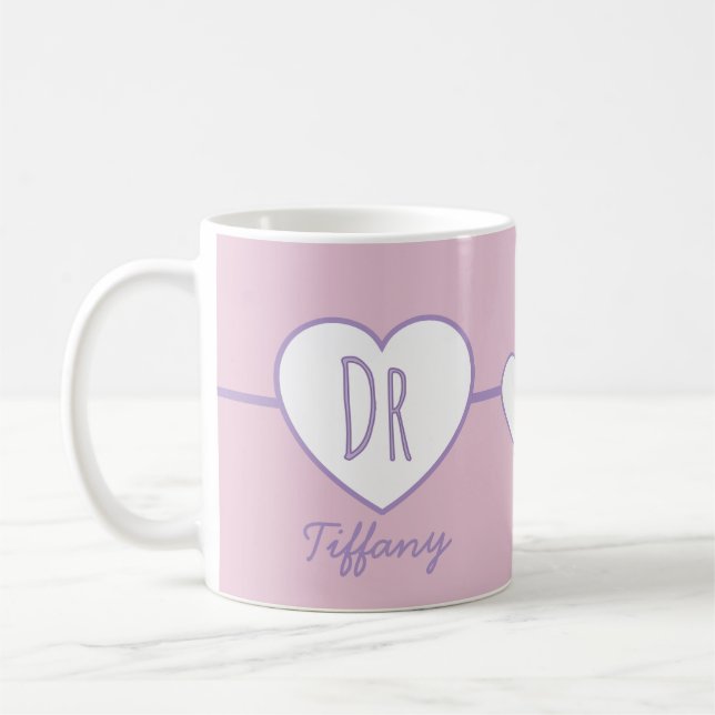 Tasse à café rose et violet Doctor Heart (Gauche)