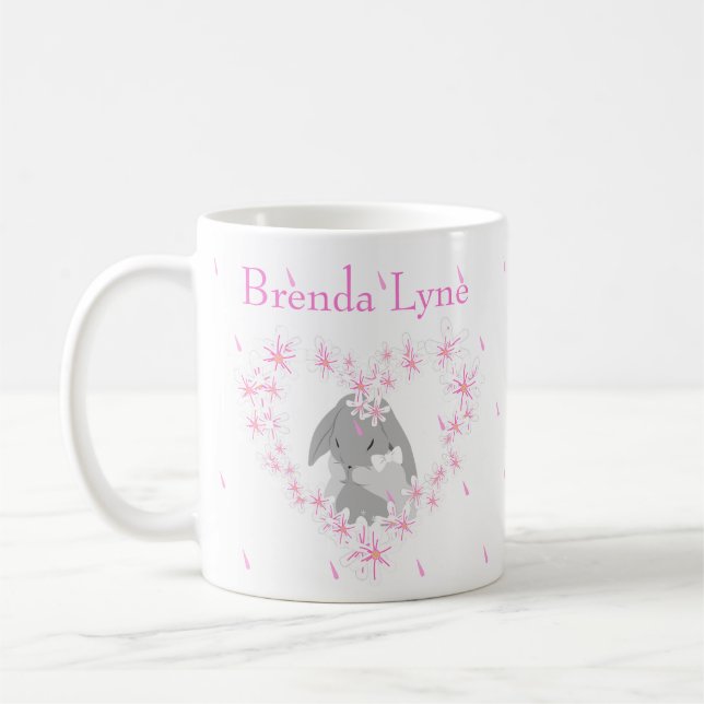 Tasse à café rose Fille au Lapin de Pâques (Gauche)